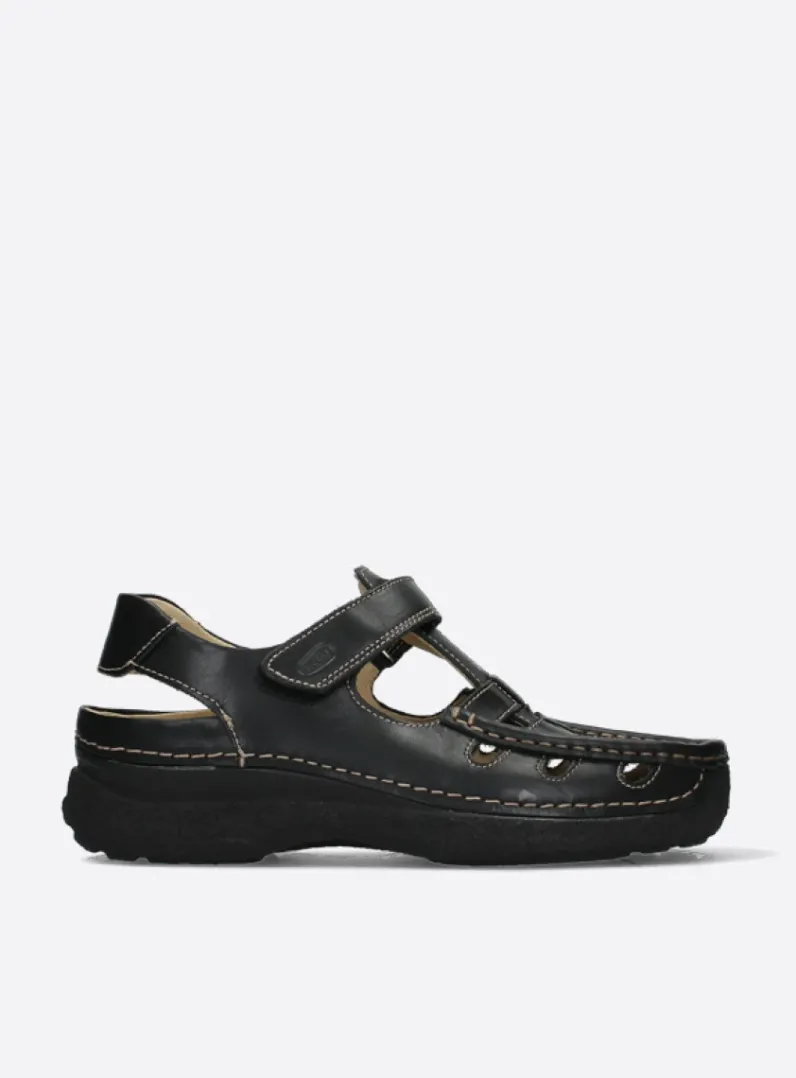 Heren Wolky Comfortschoenen Heren|Sandalen Voor Heren<Roll Sandal Men - zwart leer