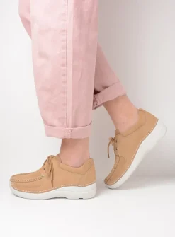 DAMES Wolky Lage Veterschoenen<Roll Shoe - beige nubuck