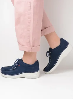 DAMES Wolky Lage Veterschoenen<Roll Shoe - denim nubuck