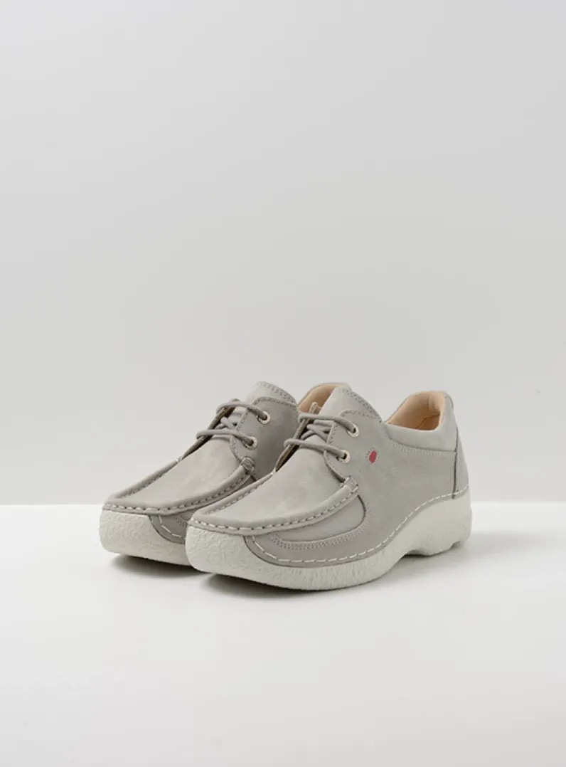 DAMES Wolky Lage Veterschoenen<Roll Shoe - lichtgrijs nubuck