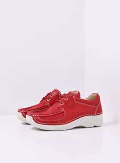 DAMES Wolky Lage Veterschoenen<Roll Shoe - rood effectleer