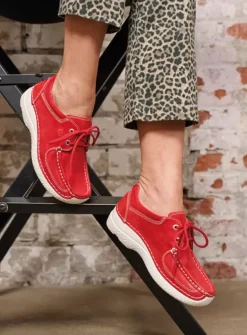 DAMES Wolky Lage Veterschoenen<Roll Shoe - rood effectleer
