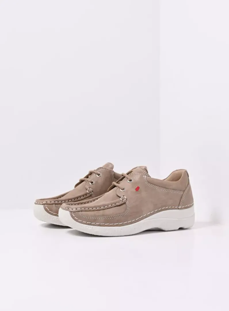 DAMES Wolky Lage Veterschoenen<Roll Shoe - safari effectleer
