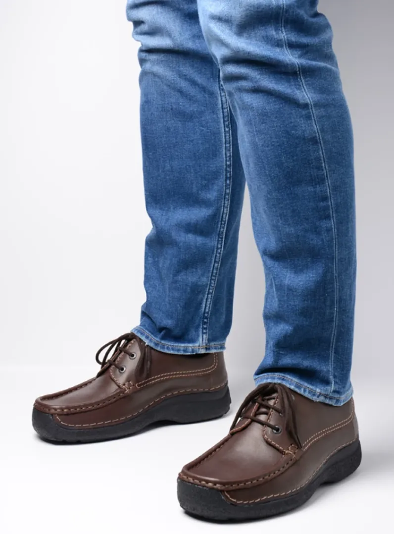 Heren Wolky Veterschoenen Heren|Comfortschoenen Heren<Roll Shoe Men - bruin leer