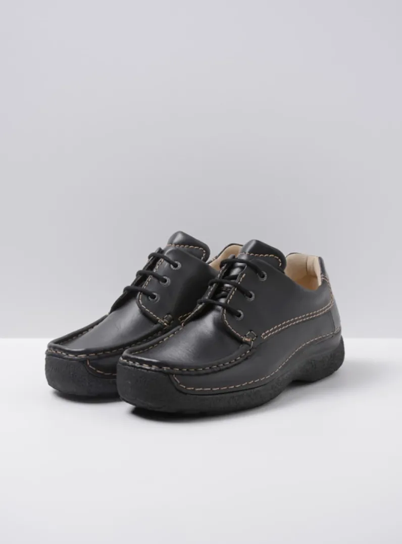 Heren Wolky Veterschoenen Heren|Comfortschoenen Heren<Roll Shoe Men - zwart leer