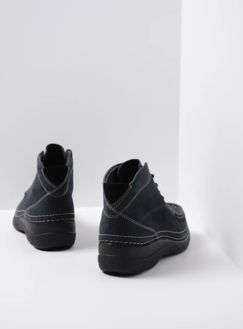 DAMES Wolky Hoge Veterschoenen|Herfst/Winter<Roll Shoot - blauw nubuck
