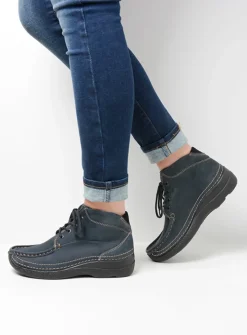 DAMES Wolky Hoge Veterschoenen|Herfst/Winter<Roll Shoot - blauw nubuck