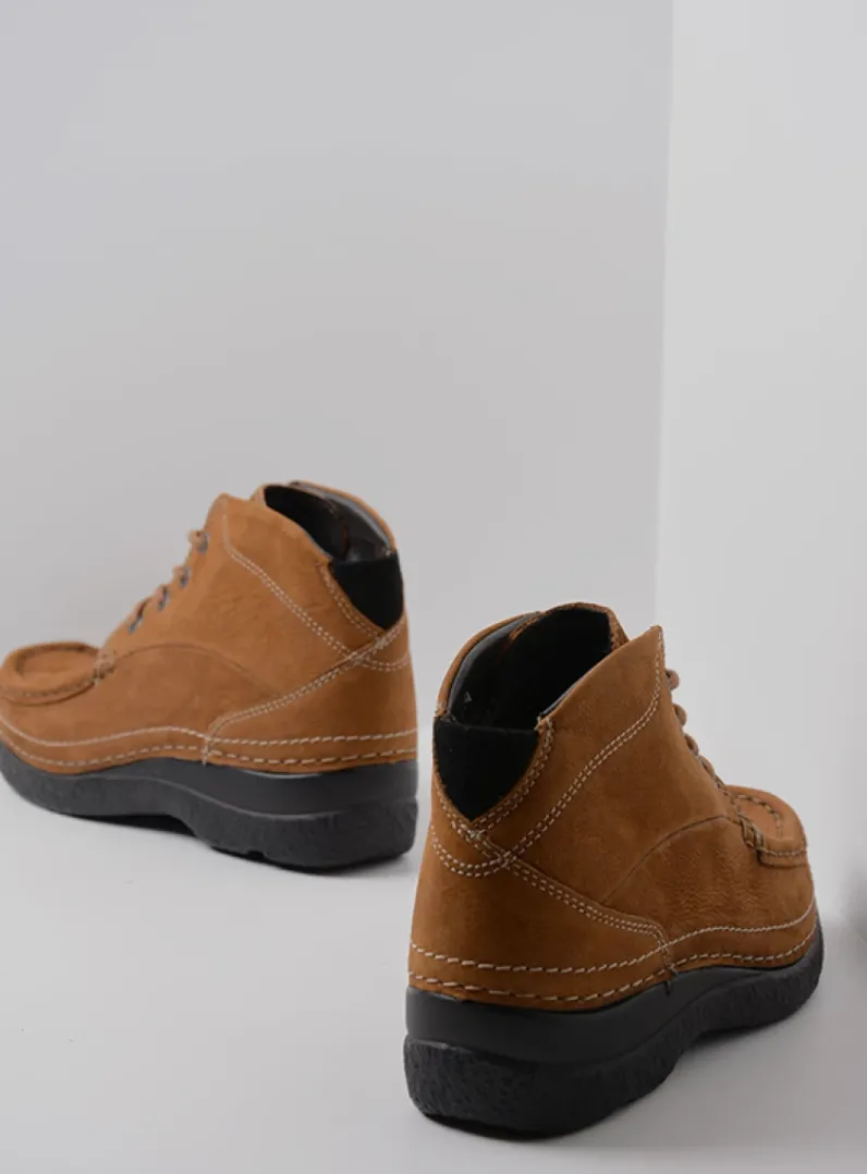 DAMES Wolky Hoge Veterschoenen|Herfst/Winter<Roll Shoot - cognac nubuck