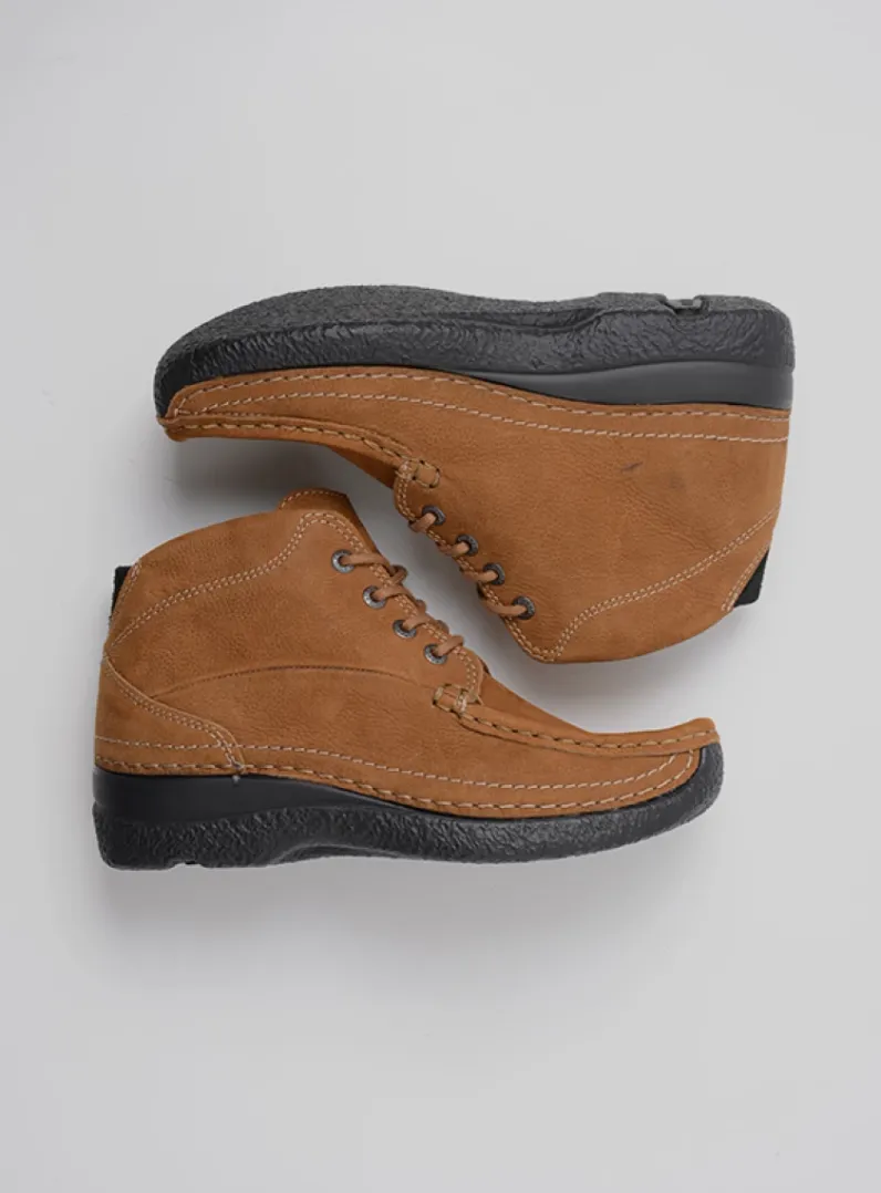 DAMES Wolky Hoge Veterschoenen|Herfst/Winter<Roll Shoot - cognac nubuck
