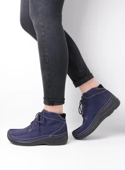 DAMES Wolky Hoge Veterschoenen|Herfst/Winter<Roll Shoot - paars nubuck