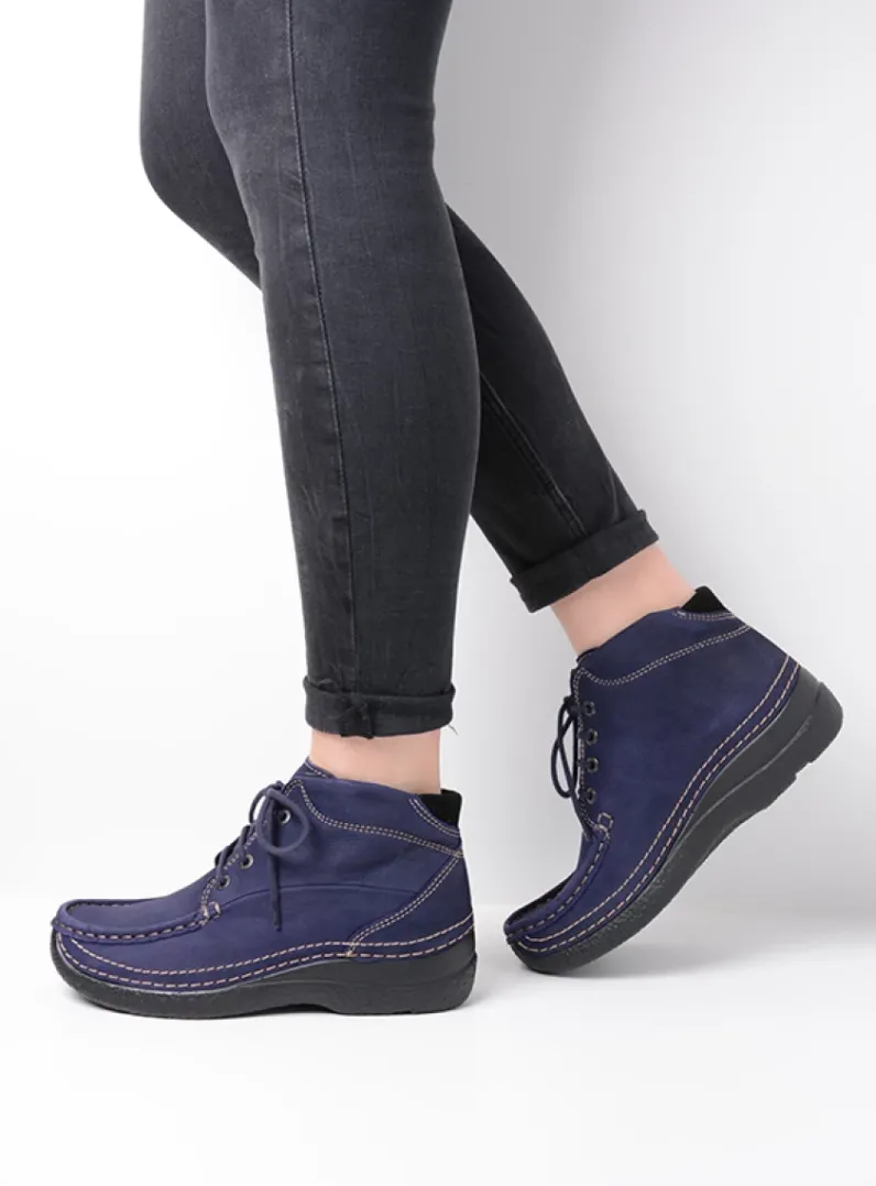 DAMES Wolky Hoge Veterschoenen|Herfst/Winter<Roll Shoot - paars nubuck