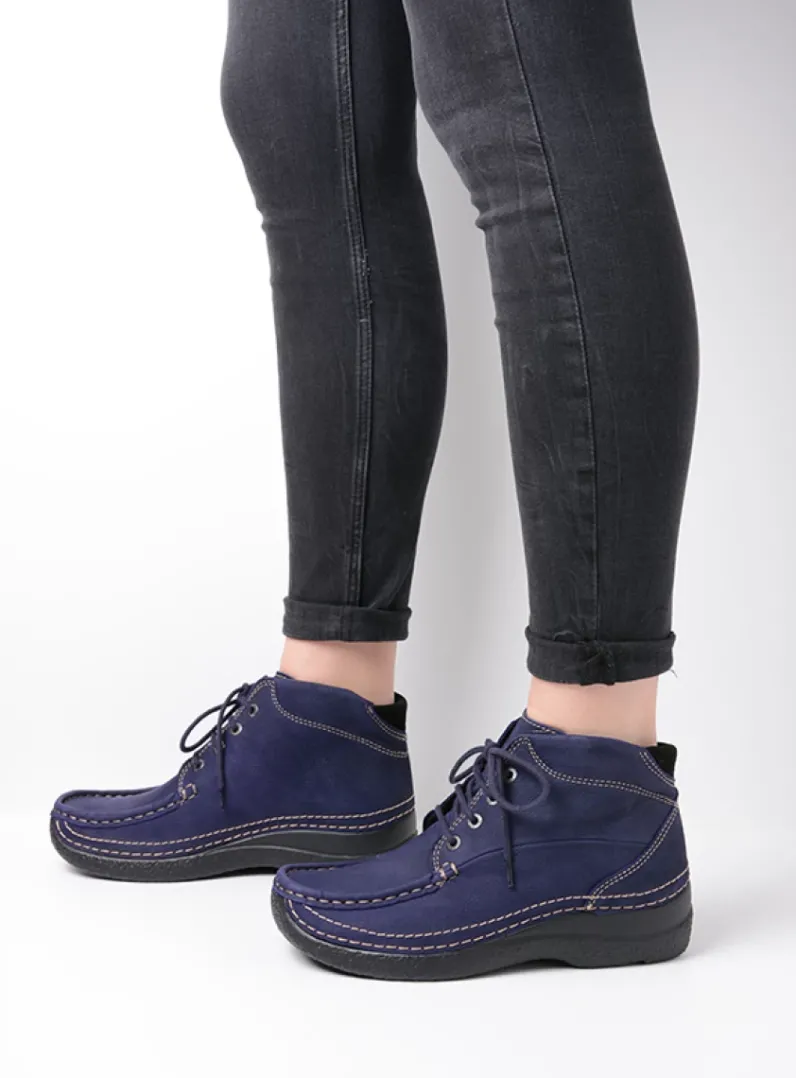 DAMES Wolky Hoge Veterschoenen|Herfst/Winter<Roll Shoot - paars nubuck