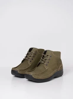 DAMES Wolky Hoge Veterschoenen|Herfst/Winter<Roll Shoot - pesto groen nubuck