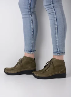 DAMES Wolky Hoge Veterschoenen|Herfst/Winter<Roll Shoot - pesto groen nubuck