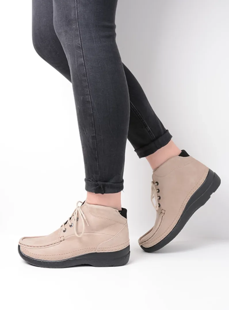 DAMES Wolky Hoge Veterschoenen|Herfst/Winter<Roll Shoot - safari nubuck