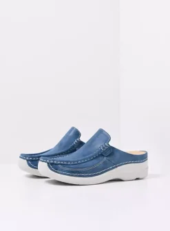 DAMES Wolky Slippers|Klompen<Roll Slide - blauw effectleer