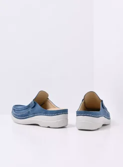 DAMES Wolky Slippers|Klompen<Roll Slide - blauw effectleer