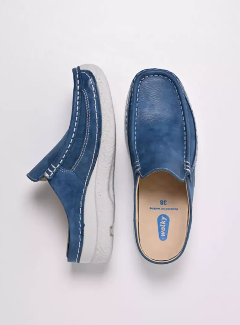 DAMES Wolky Slippers|Klompen<Roll Slide - blauw effectleer
