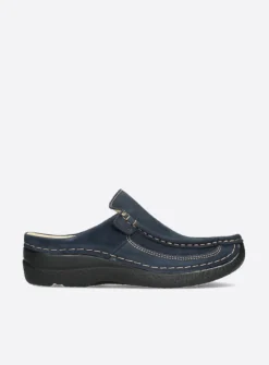 DAMES Wolky Slippers|Klompen<Roll Slide - blauw nubuck