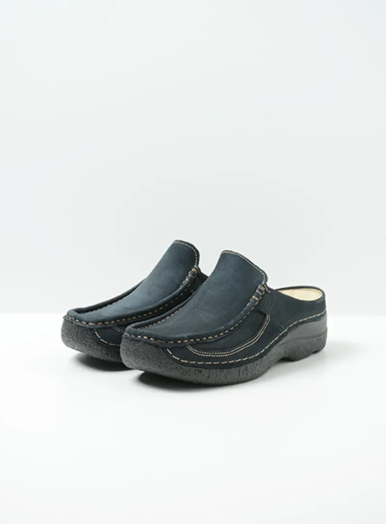 DAMES Wolky Slippers|Klompen<Roll Slide - blauw nubuck