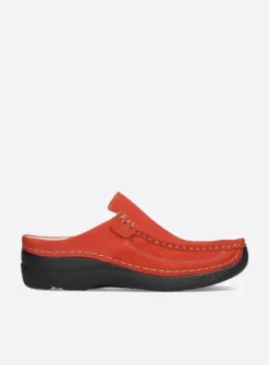 DAMES Wolky Slippers|Klompen<Roll Slide - donkerrood nubuck