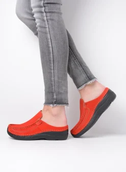 DAMES Wolky Slippers|Klompen<Roll Slide - donkerrood nubuck