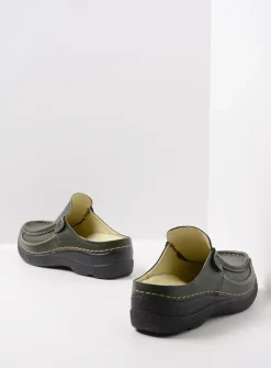 DAMES Wolky Slippers|Klompen<Roll Slide - forestgroen leer