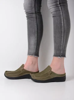 DAMES Wolky Slippers|Klompen<Roll Slide - pesto groen nubuck