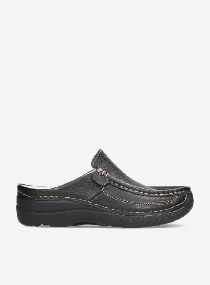 DAMES Wolky Slippers|Klompen<Roll Slide - zwart leer