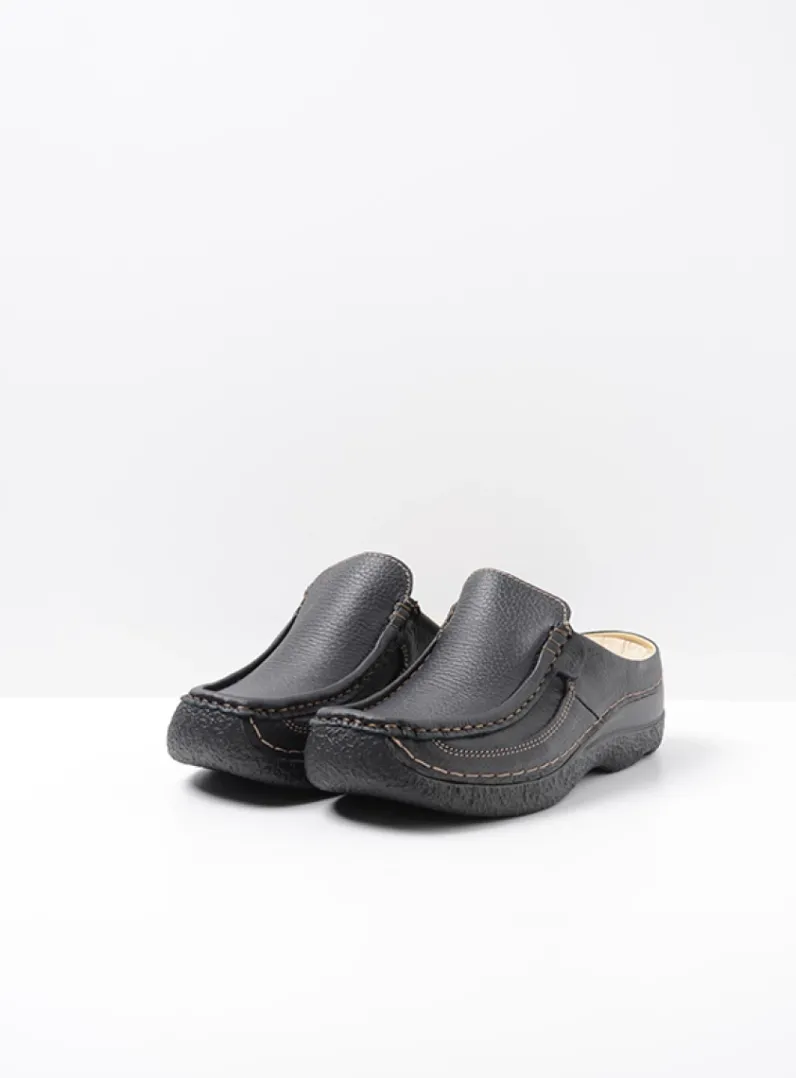 DAMES Wolky Slippers|Klompen<Roll Slide - zwart leer