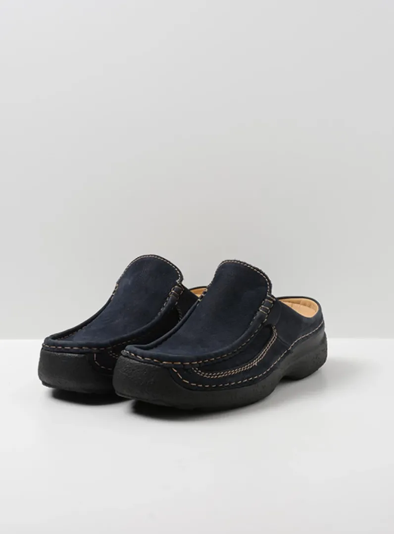 Heren Wolky Slippers Heren|Klompen Heren<Roll Slide men - blauw nubuck