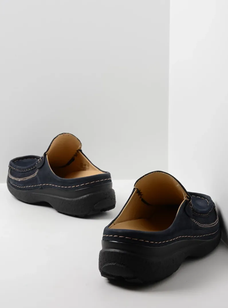 Heren Wolky Slippers Heren|Klompen Heren<Roll Slide men - blauw nubuck