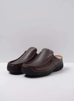 Heren Wolky Slippers Heren|Comfortschoenen Heren<Roll Slide men - bruin leer