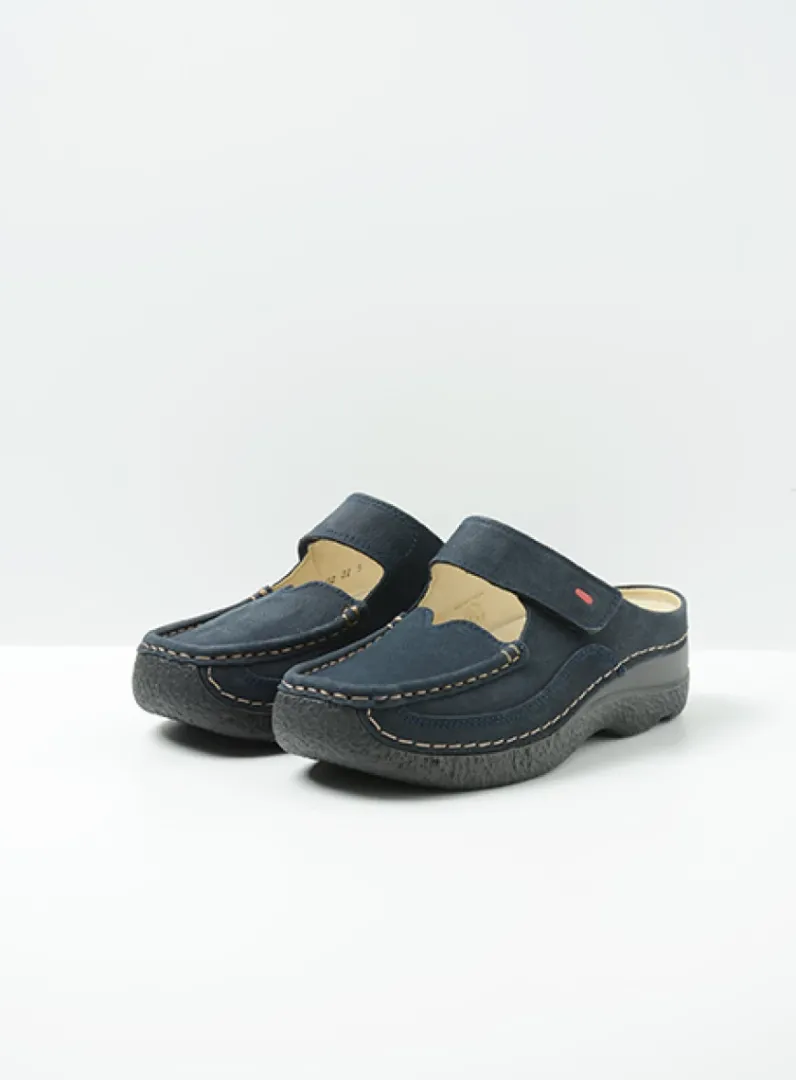 DAMES Wolky Klompen|Slippers<Roll Slipper - blauw nubuck