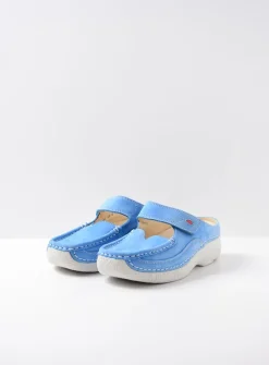 DAMES Wolky Slippers|Klompen<Roll Slipper - hemelsblauw nubuck