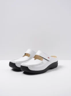 DAMES Wolky Slippers|Klompen<Roll Slipper - wit/zwart leer