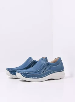 DAMES Wolky Instappers<Roll Sneaker - blauw effectleer