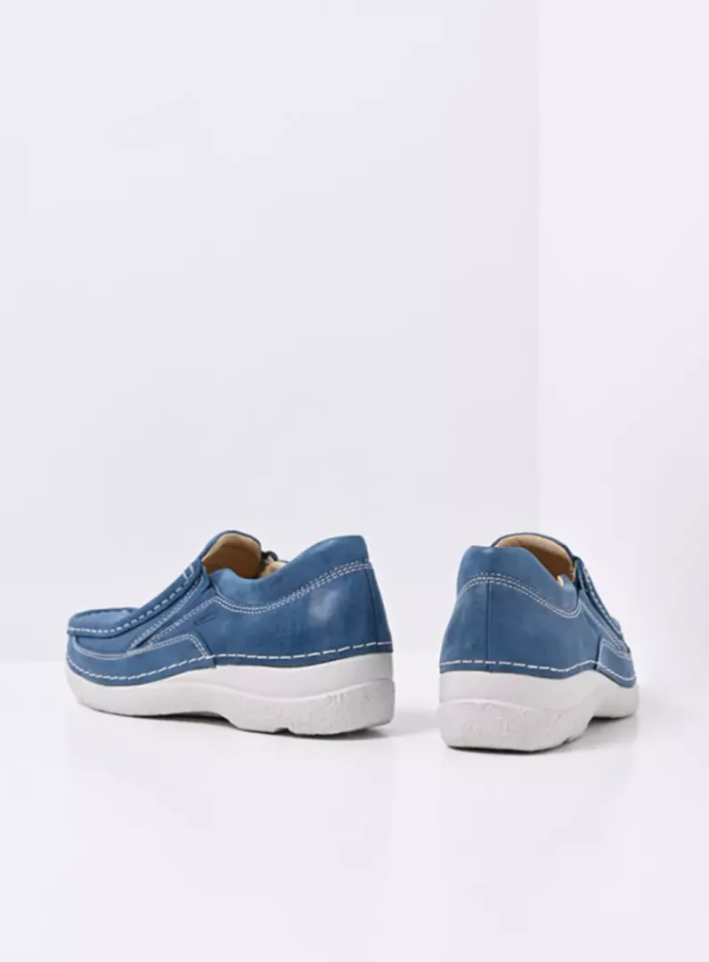 DAMES Wolky Instappers<Roll Sneaker - blauw effectleer