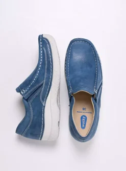 DAMES Wolky Instappers<Roll Sneaker - blauw effectleer