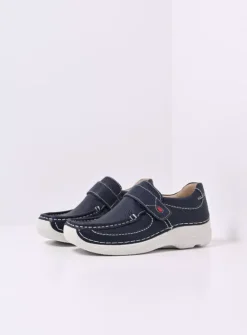 DAMES Wolky Instappers|Herfst/Winter<Roll Strap - blauw leer