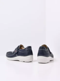 DAMES Wolky Instappers|Herfst/Winter<Roll Strap - blauw leer