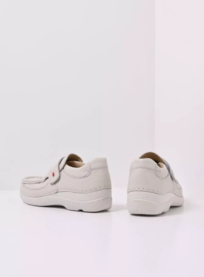 DAMES Wolky Instappers|Herfst/Winter<Roll Strap - gebroken wit leer