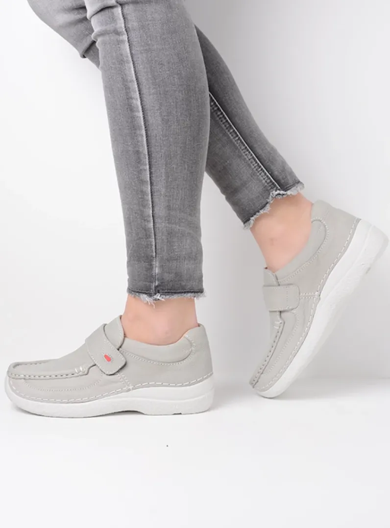 DAMES Wolky Instappers|Herfst/Winter<Roll Strap - lichtgrijs nubuck
