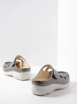 DAMES Wolky Slippers|Klompen<Roll Talaria - antraciet leer