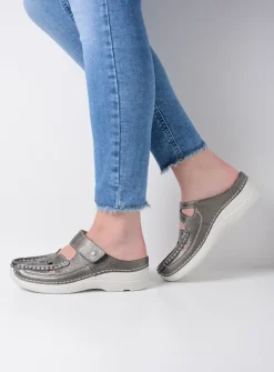 DAMES Wolky Slippers|Klompen<Roll Talaria - antraciet leer