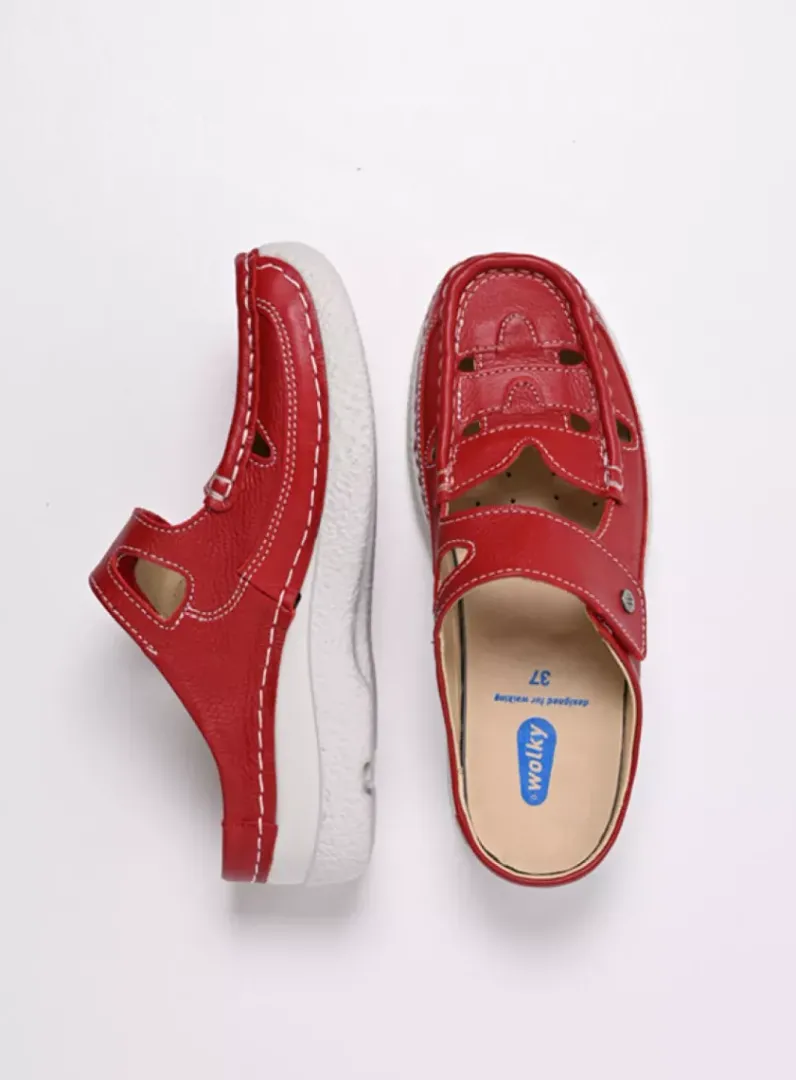 DAMES Wolky Klompen|Slippers<Roll Talaria - rood leer