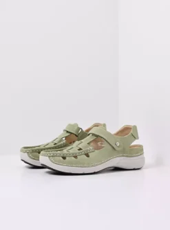 DAMES Wolky Sandalen<Rolling Sun - lichtgroen effectleer