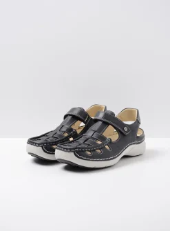 DAMES Wolky Sandalen<Rolling Sun - zwart leer