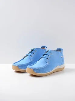 DAMES Wolky Lage Veterschoenen|Hoge Veterschoenen<Rosella - lichtblauw nubuck