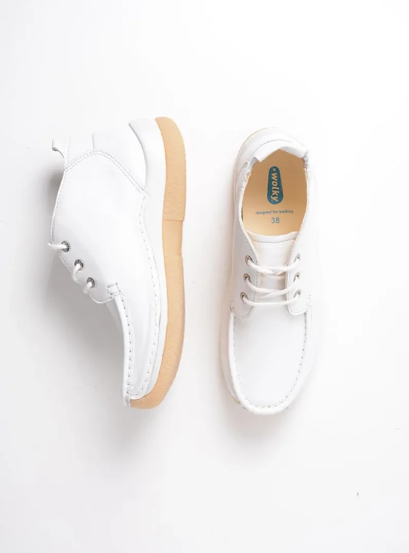 DAMES Wolky Lage Veterschoenen|Hoge Veterschoenen<Rosella - wit leer
